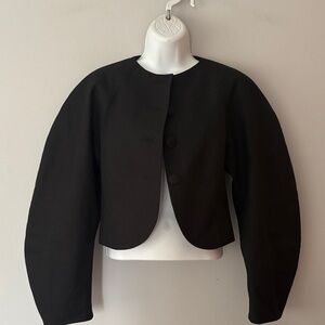 ASOS Design Black Herringbone Cocoon Sleeve Cropped Blazer